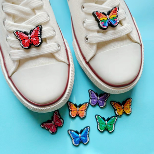 带鞋 饰 美丽蝴蝶运动鞋 上装 花鞋 扣鞋 鞋 白板鞋 球鞋 包邮 10个