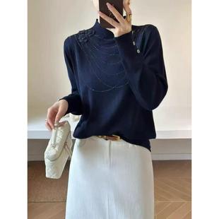 女上衣9921 针织开衫 琦梦花 立体花朵烫钻走线长袖