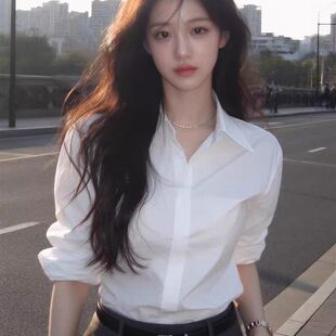 气质上衣小个子轻奢高级感酒店前台衬衣 新款 白色衬衫 女2026春季