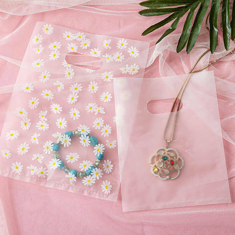 时尚小雏菊手提袋平口塑料袋定制衣服服装饰品袋子摆摊礼品包装袋