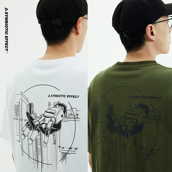 SYMBIOTIC EFFECT 共生效应 背面印花落肩机能短袖 白色军绿双色|msdalam kategori Pakaian Lelaki, baju-T - dari Buy2taobao.com untuk memberikan perkhidmatan ejen Taobao profesional membeli