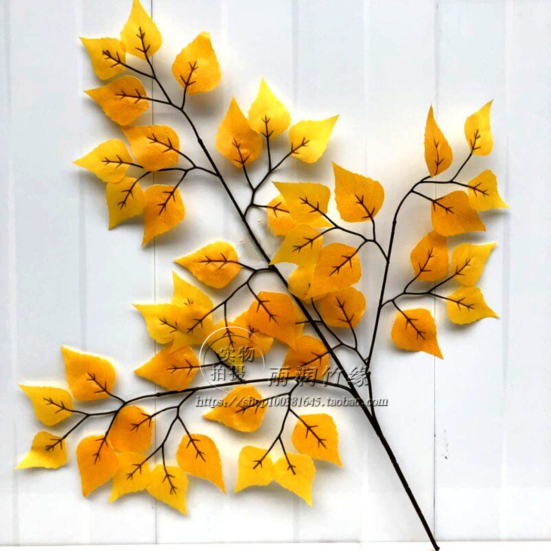 仿真白桦叶枫树叶彩色树叶过胶桦树叶桃树叶银杏叶假叶子工艺插花