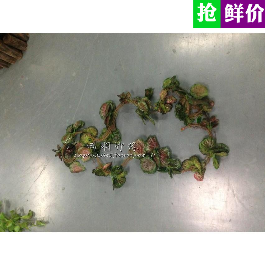 仿真海棠叶藤条 壁挂装饰蔓藤 吊兰秋色海棠叶葡萄叶空调管道装饰
