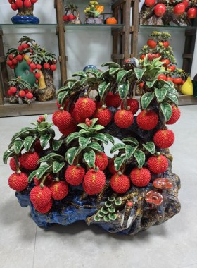 石湾公仔陶瓷满堂红摆件家居玄关客厅荔枝桌面装饰品乔迁新居礼物