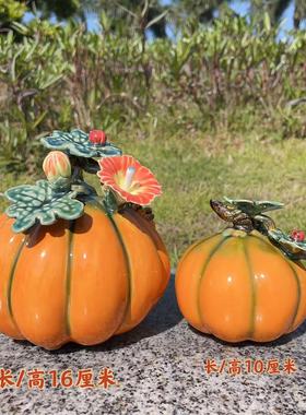 佛山石湾公仔陶瓷手工南瓜黄金满屋家居客厅电视柜餐桌摆件装饰品