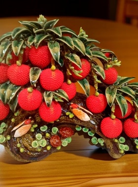 石湾陶瓷名利双收彩蝉荔枝手工艺品家居装饰品开业婚嫁乔迁送礼