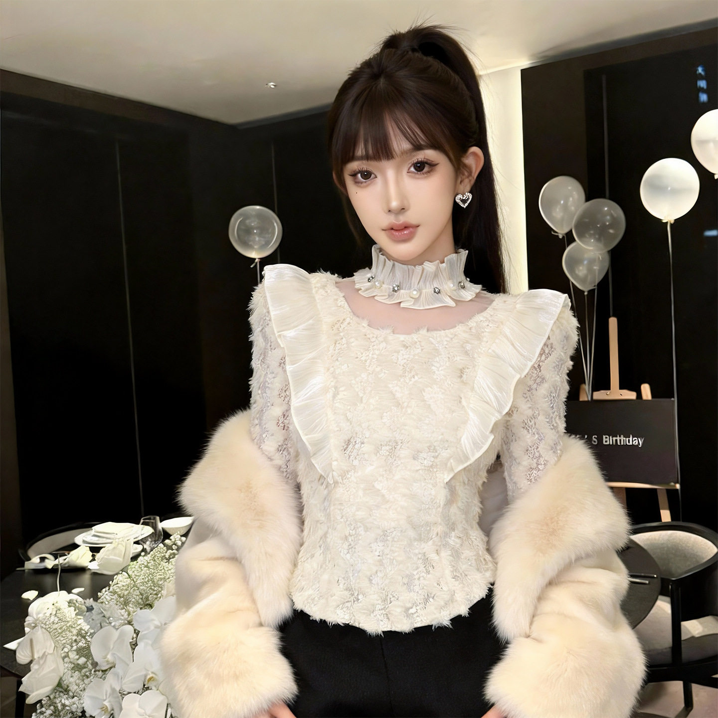 2026春季新款女装千金风设计感修身显瘦蕾丝仙女气质上衣优雅百搭