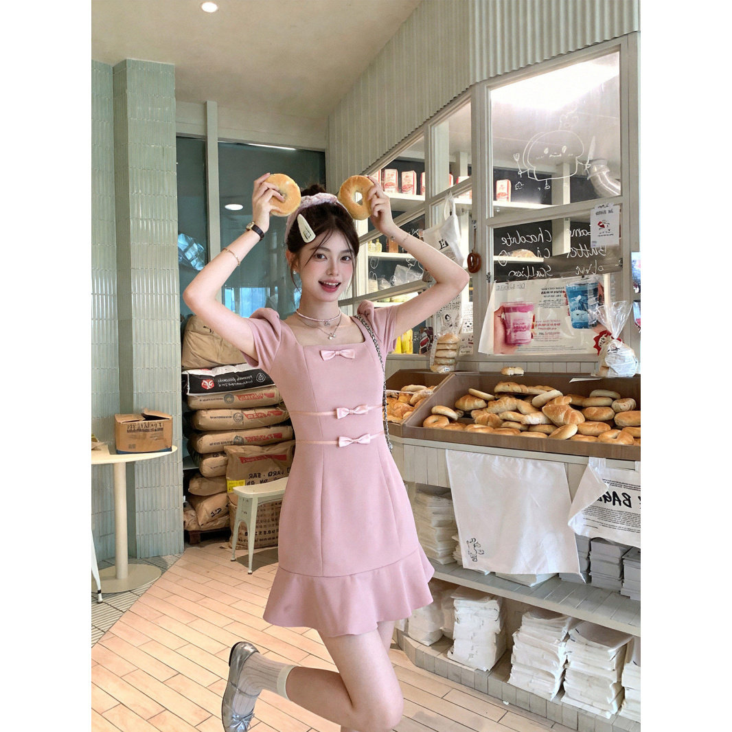 2026新款甜美蝴蝶结连衣裙夏