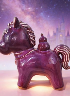 钧瓷窑变小马萌趣治愈系家居摆件