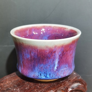 钧瓷高颜值茶杯窑变紫色主人杯高档品茗杯中式功夫茶器原矿马蹄杯