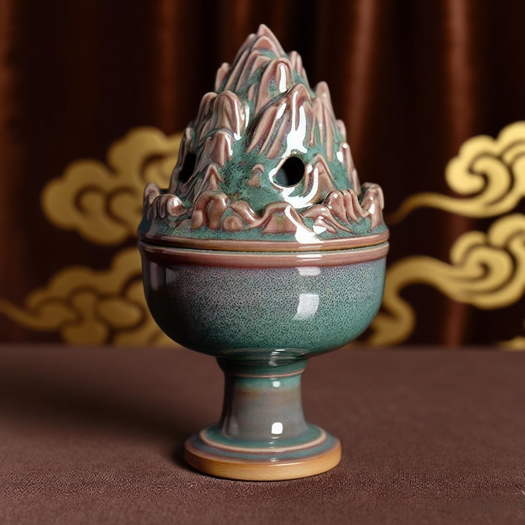 钧瓷高档博山炉香炉家用室内香薰炉文房熏香盘香炉檀香炉禅意摆件