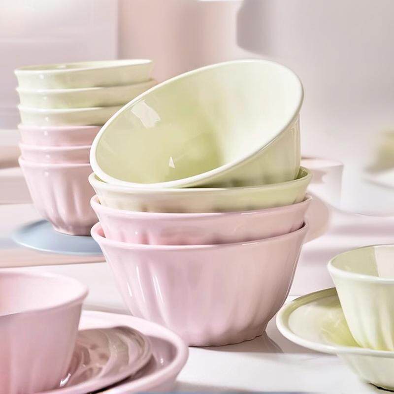 高颜值饭碗奶油风网红新款简约陶瓷碗盘釉下彩餐具创意分食吃饭碗,餐饮具,碗,淘宝优惠券,粉丝福利购,淘宝优惠卷