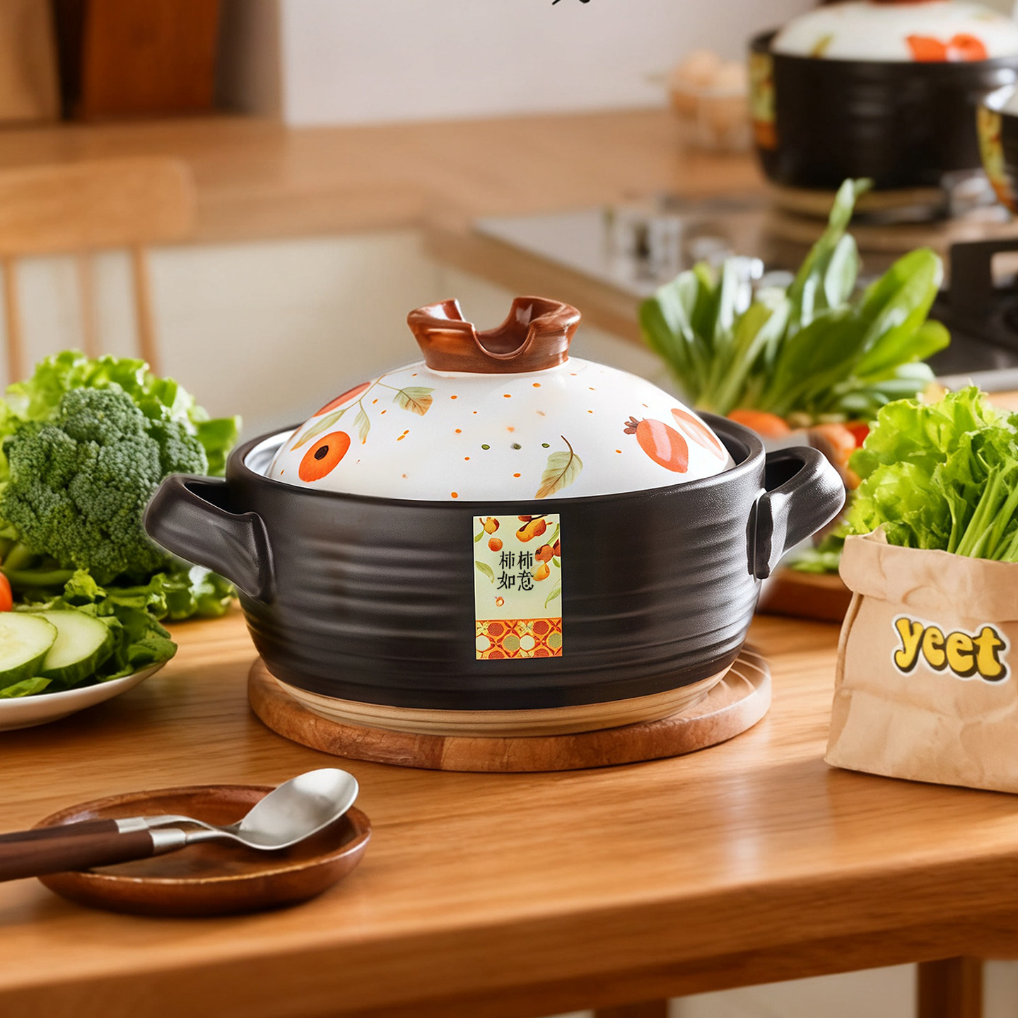 厨夫人家用陶瓷煲新款高颜值砂锅炖汤锅燃气灶专用土锅闷锅干烧锅