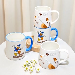 雅诚德带盖食品级陶瓷杯带盖高温白色陶瓷杯釉下彩商务办公室家用