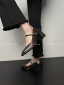 百搭真皮女鞋 Fermina 法式 复古高跟鞋 超软玛丽珍鞋 女粗跟浅口单鞋