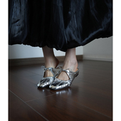 Fermina银色包头拖鞋 女夏外穿平底内增高简约百搭半拖系带凉拖鞋