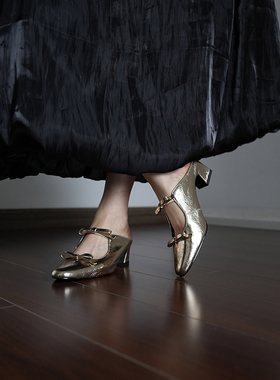 Fermina 小方头蝴蝶结包头拖鞋女夏外穿银色凉拖简约百搭金色半拖