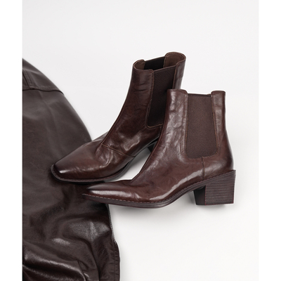 Fermina法式复古方头短靴