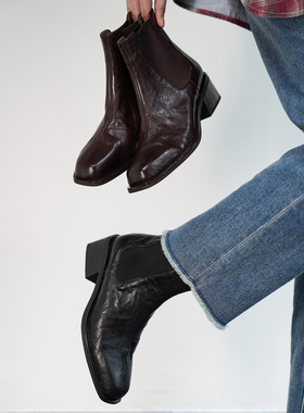 Fermina 静音跟短靴女中跟软面通勤风女靴百搭体制内切尔西靴