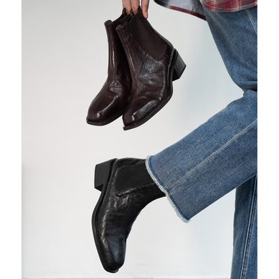 Fermina 静音跟短靴女中跟软面通勤风女靴百搭体制内切尔西靴