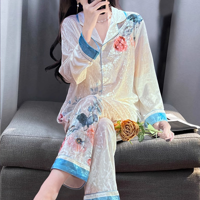 印花甜美长袖套装轻奢时尚睡衣