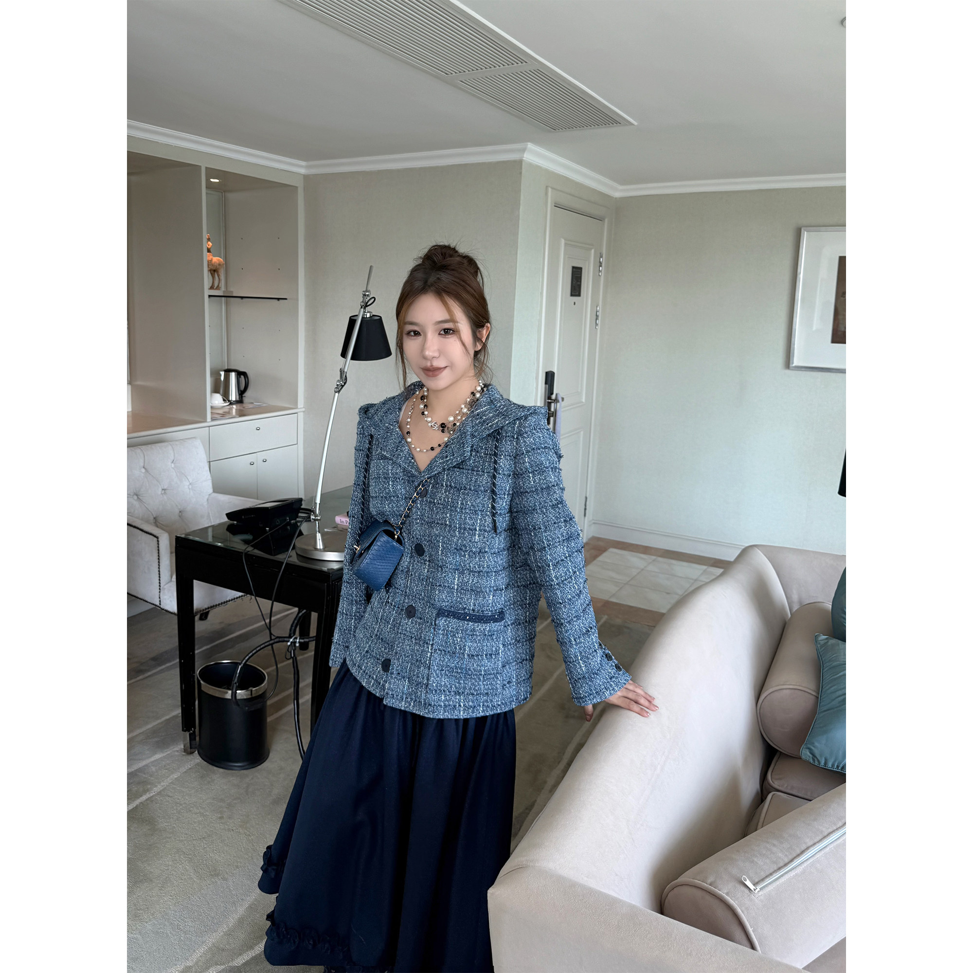 Scout 玩味十足 普利蓝连帽抽绳羊毛小香风外套女冬季短款上衣,女装/女士精品,短外套,淘宝优惠券,粉丝福利购,淘宝优惠卷