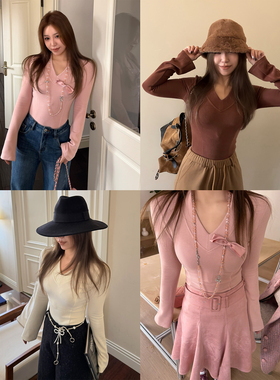 Scout 软软糯糯又贼显身材 天丝羊毛德绒自发热V领修身打底上衣女