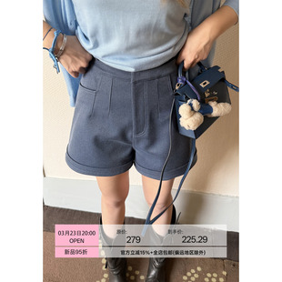 女夏季 Scout 宽脚口牛仔短裤 复合丹宁水洗蓝做旧风格 穿出筷子腿