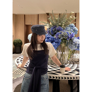 Scout outfit韩系时髦girl拼色绑带弹力修身 紧紧Tee女夏季 cozy