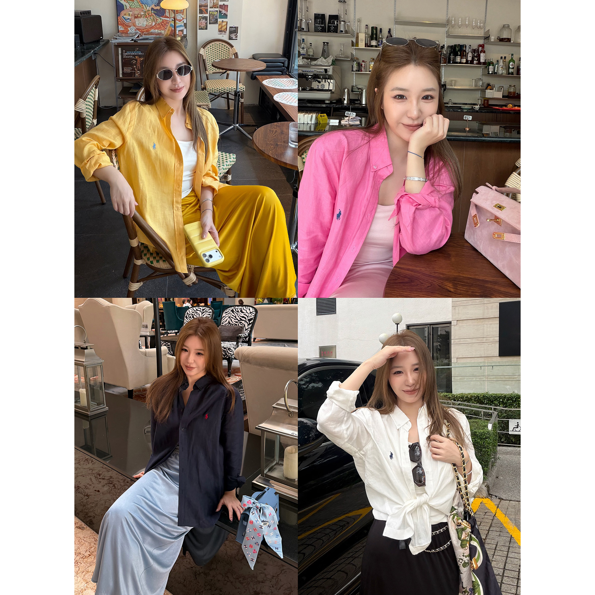 Scout 顶JI尖货！进口1oo亚麻老钱感油画色彩小马刺绣衬衫女夏季