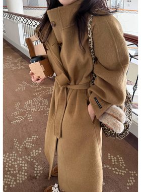 Scout 「布鲁斯林」 经典驼色1oo高支羊毛中长款手工毛呢大衣女