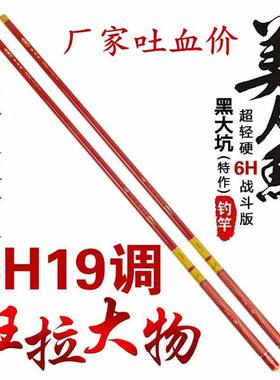 正品买一送一美人鱼6h超轻硬碳素19套装渔具水库长节竿瓦卡美人鱼