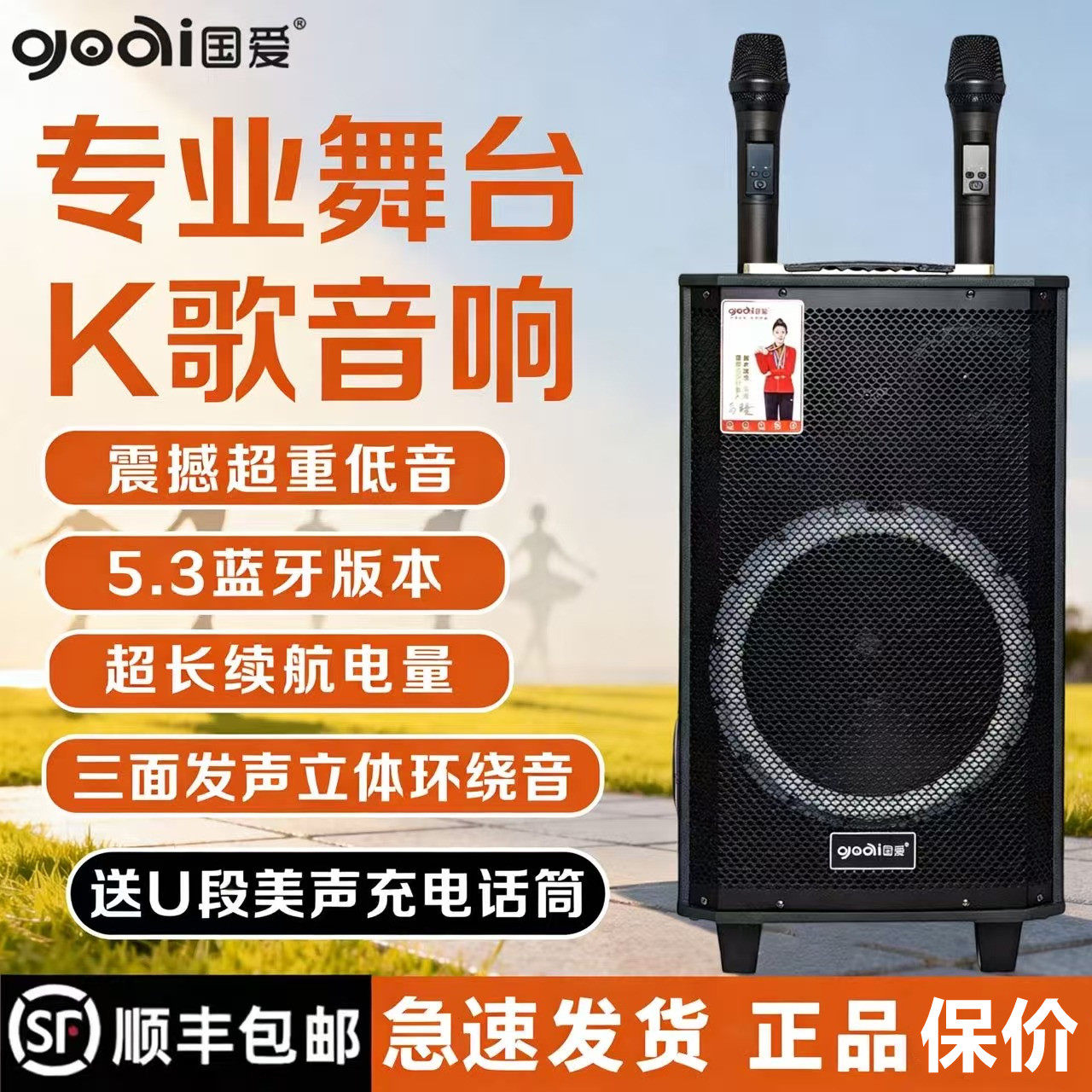 国爱N11专业舞台K歌音响拉杆音响大功率蓝牙广场舞重低音长续航