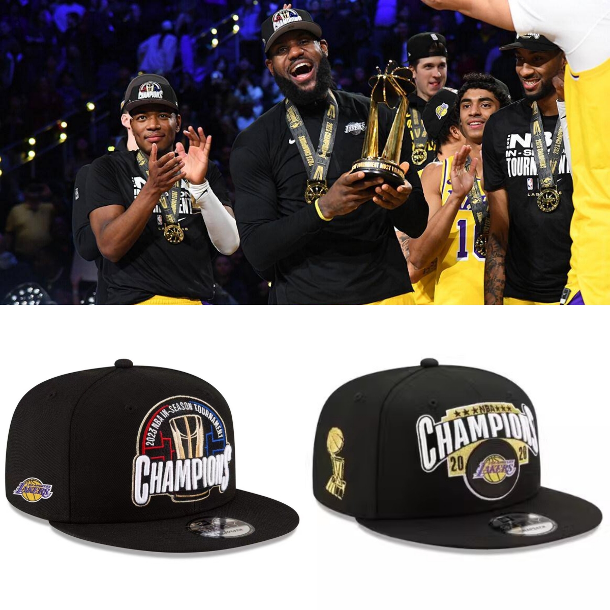 NBA正品湖人2023季中赛鸭舌帽勒布朗詹姆斯同款篮球帽詹密冠军LA