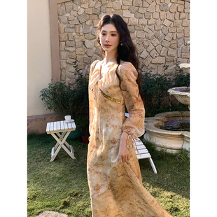 十三行品质  2026秋季新款仙气超仙绝美长袖碎花连衣裙子5638