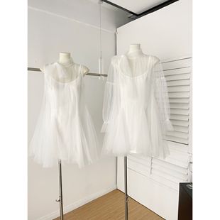 科莫湖假日 Jory 超仙蝴蝶结网纱连衣裙无袖 裙 迟伞伞 长袖