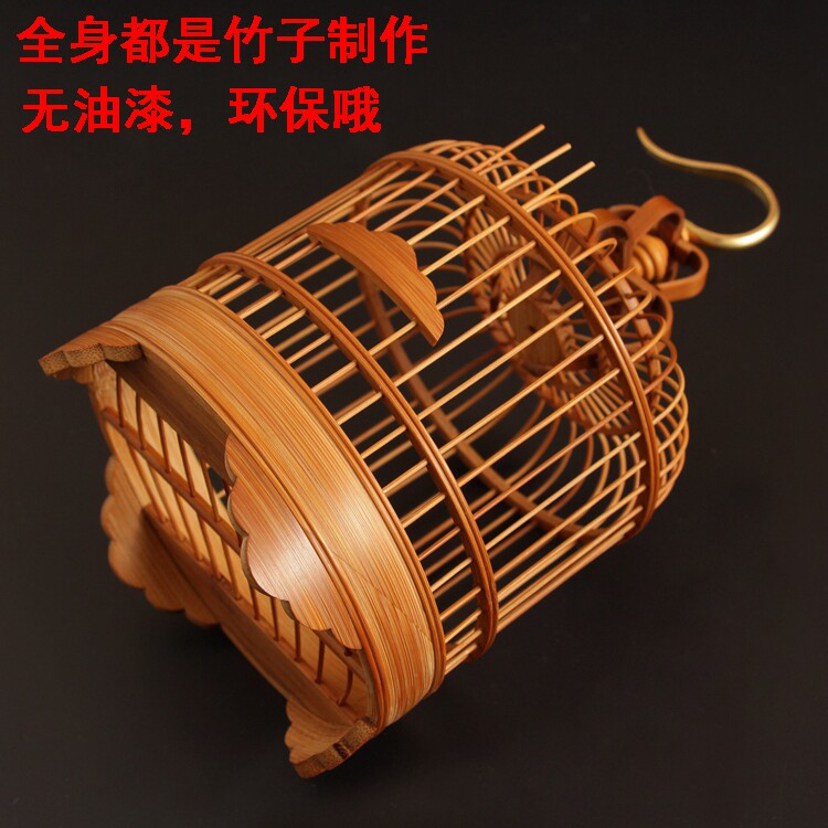 蝈蝈笼蚂蚱竹皮笼扎嘴笼手工竹编蛐蛐笼竹制文玩收藏竹蛉鸣虫爬虫