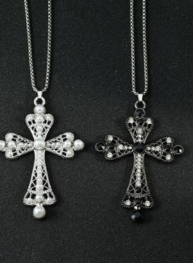 巴洛克珍珠十字架项链女个性百搭