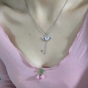 丘比特之心项链女爱心锆石浪漫天使锁骨链闺蜜礼物轻奢心形颈链酷