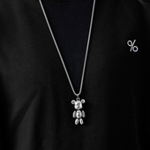 字母印花可活动暴力小熊项链钛钢嘻哈男潮情侣毛衣卫衣朋克链配饰