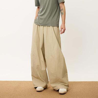 三木公白日系复古抽绳阔腿裤