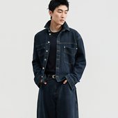 牛仔外套男宽松 复古短款 翻领肌理感夹克高级感精致 美式 三木公白