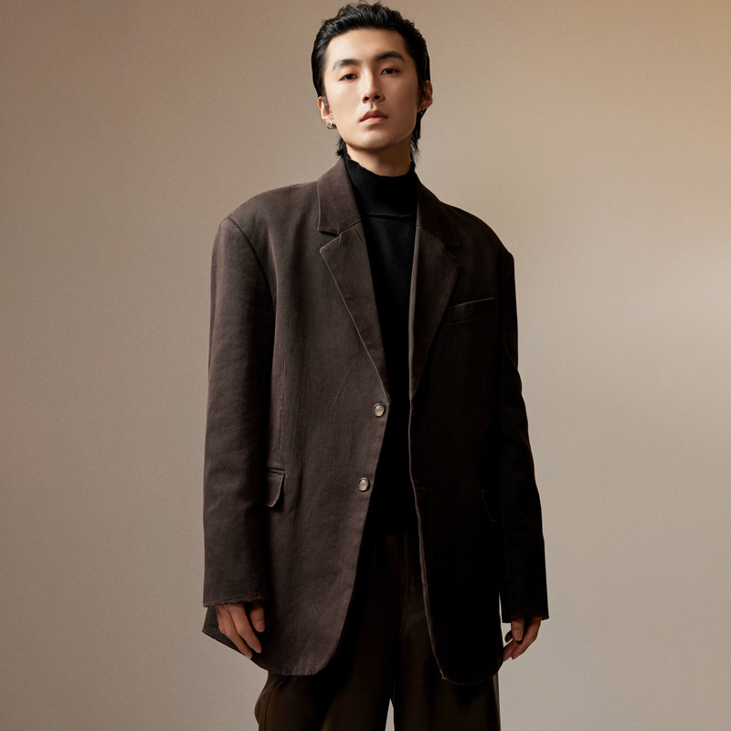 三木公白 复古做旧西装外套男廓形高级感 日系痞帅西服宽松潮流,男装,休闲西服,淘宝优惠券,粉丝福利购,淘宝优惠卷