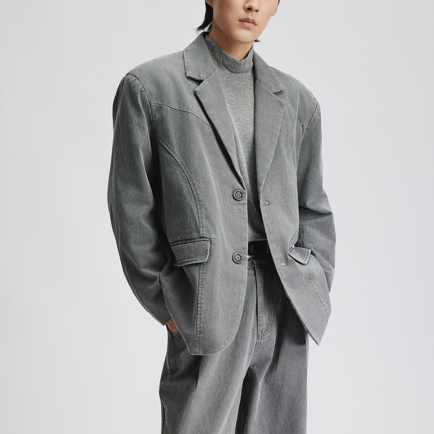 三木工白日系复古酵洗休闲西服