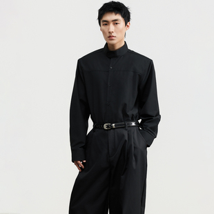 挺括宽松 三木公白 男长袖 立领衬衫 垫肩设计衬衣高级感精致 新中式