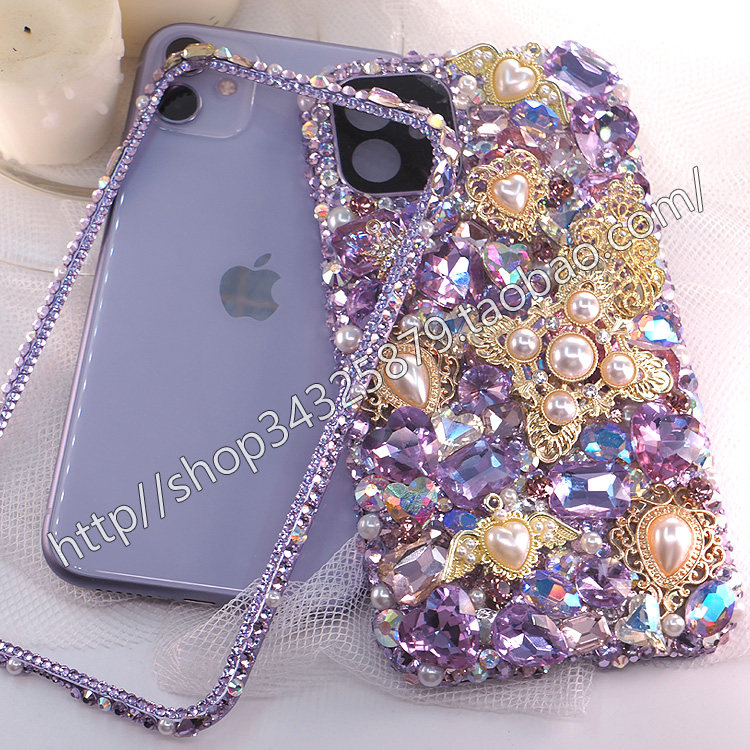 粉紫水晶宝石适用于iPhone11/16/15华为oppo小米 万磁王手机壳