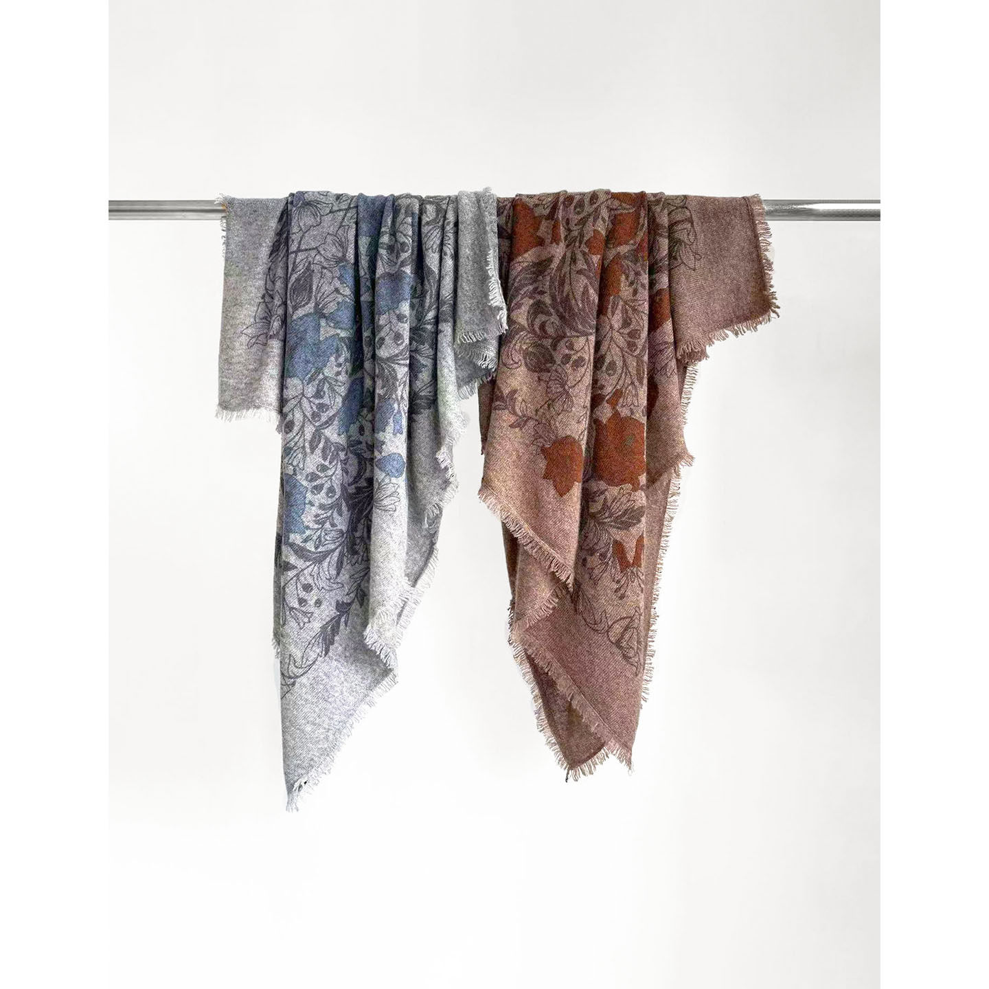 欧美风复古小众双面山羊绒围巾披肩女冬季保暖印花大方巾老钱风