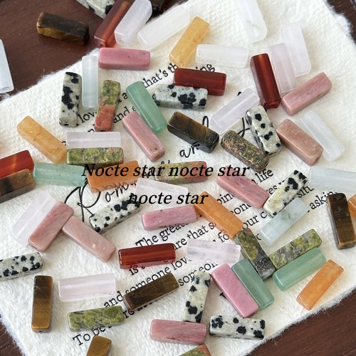 4*13mm天然石方柱珠散珠 diy手工串珠手链项链手机链配饰散珠材料