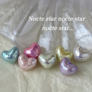 15mm亚克力镀亮皱皮爱心 diy手工串珠手链项链手机链配饰散珠材料