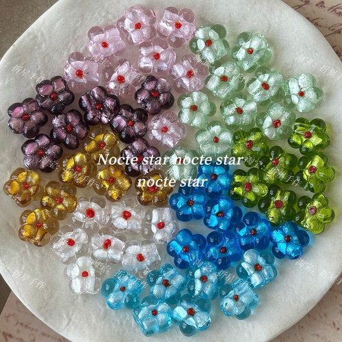 14mm手工琉璃小花珠 diy手工串珠手链项链手机链配件挂件材料